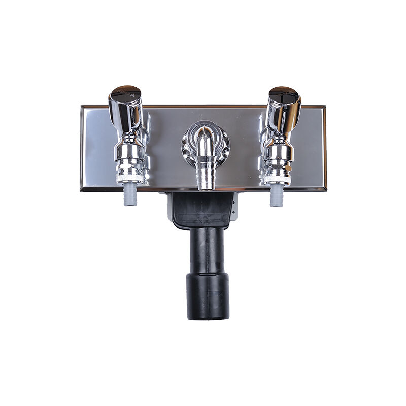 foto del prodotto sifone incasso lavatrice dn40 50, prese d acqua e 2 rubinetti antiallagamento r 1 2 , portagomma cromato, 280x100mm
