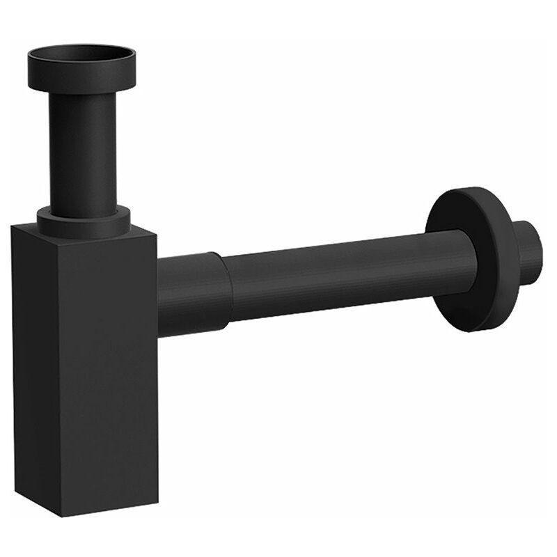 foto del prodotto sifone lavabo nero opaco quadrato universale in ottone