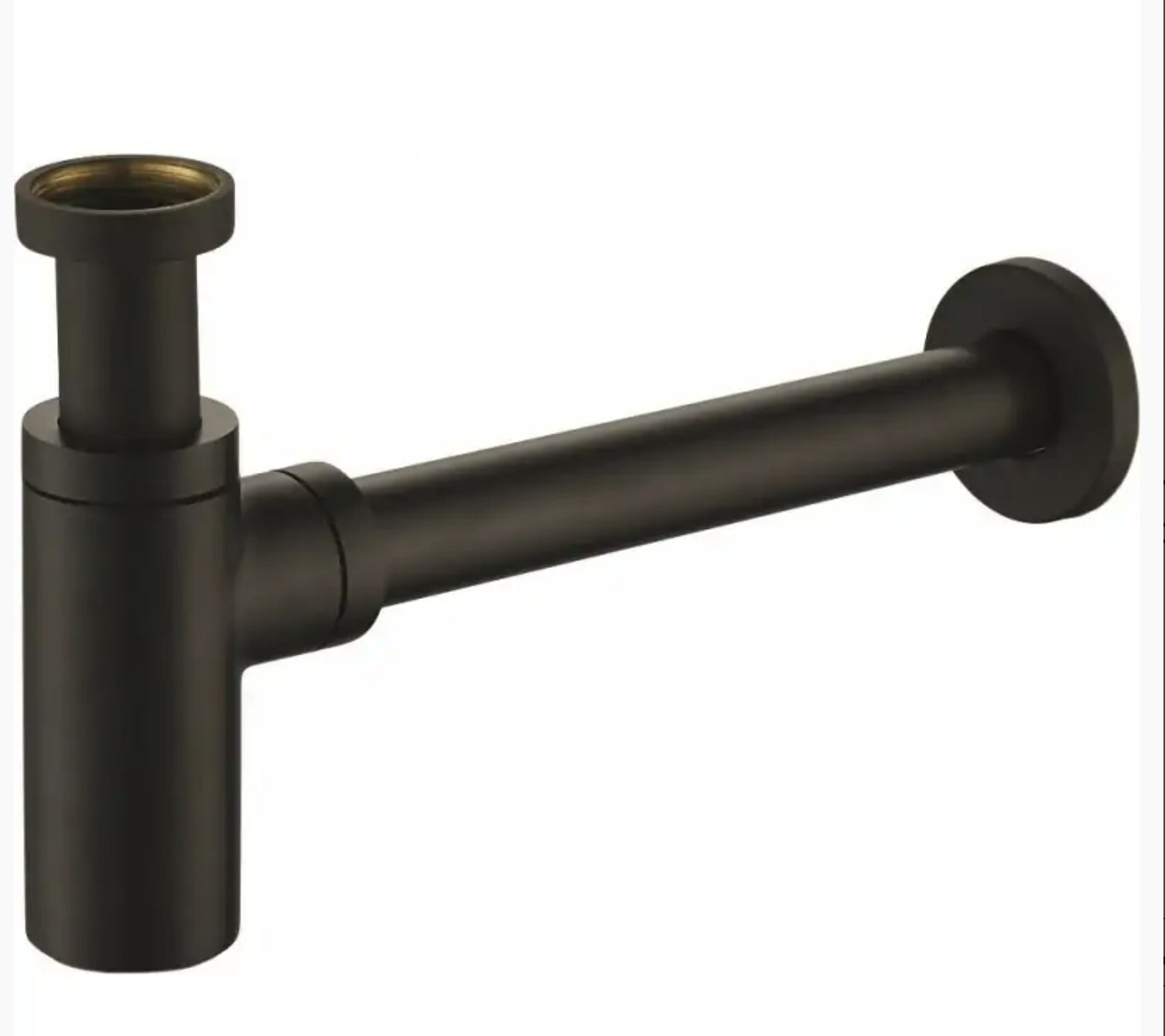 foto del prodotto sifone minimalista da 1' 1/4 per lavabo moderno, nero opaco