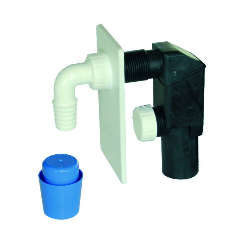 foto del prodotto sifone moplen a incasso per lavatrice dn 40 piastra bianca piastra in plastica bianca