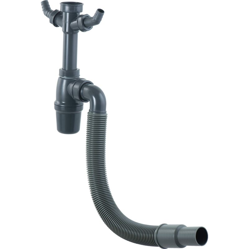 foto del prodotto sifone per lavabo pollici con tubo flessibile di scarico e attacchi per dispositivi realizzato in plastica riciclata imballaggio riciclabile 