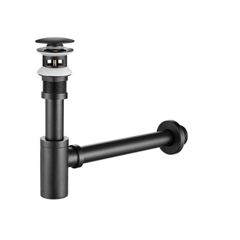 foto del prodotto sifone per lavandino con valvola pop-up, sifone universale in ottone con tappo per lavandino e apertura per la pulizia