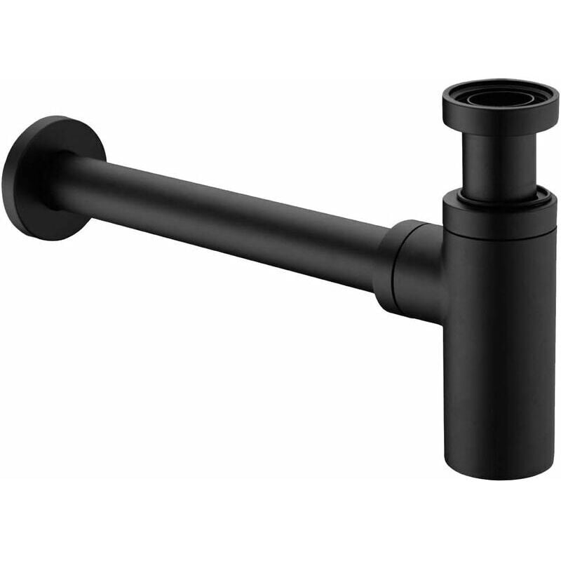 foto del prodotto sifone per lavandino in ottone, design a sifone universale 1 1 4 x 32 mm, antiodore regolabile, nero opaco 