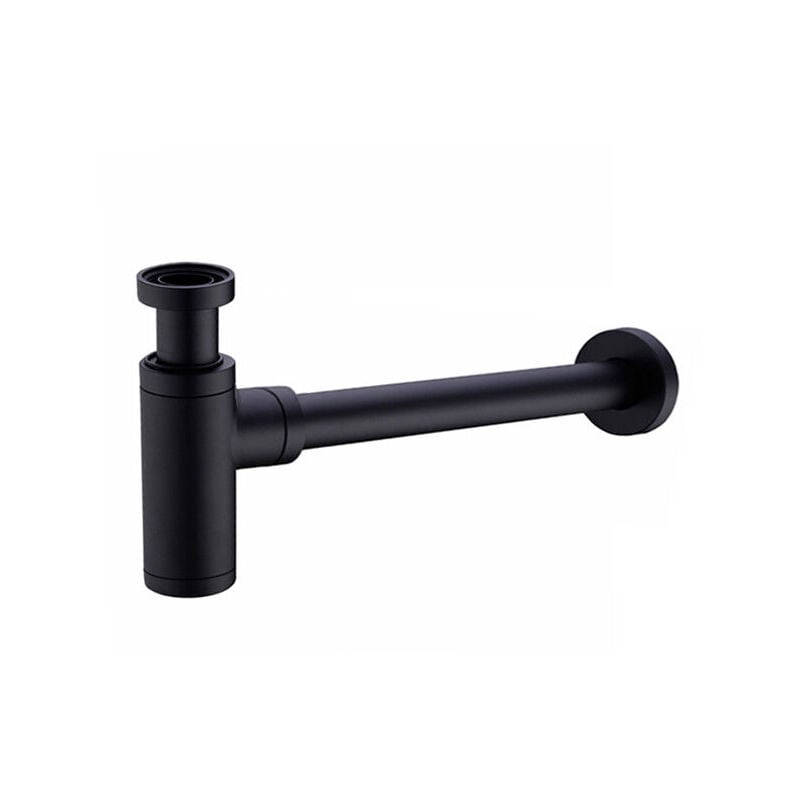 foto del prodotto sifone per lavandino in ottone, design universale, antiodore regolabile, nero opaco,