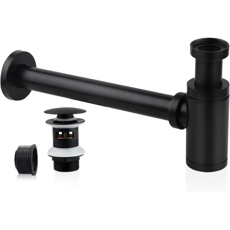 foto del prodotto sifone per lavello lablanc con scarico per lavello, sifone universale in acciaio inox da 1 1 4 x 32 mm, sifone per bagno in metallo, sifone per