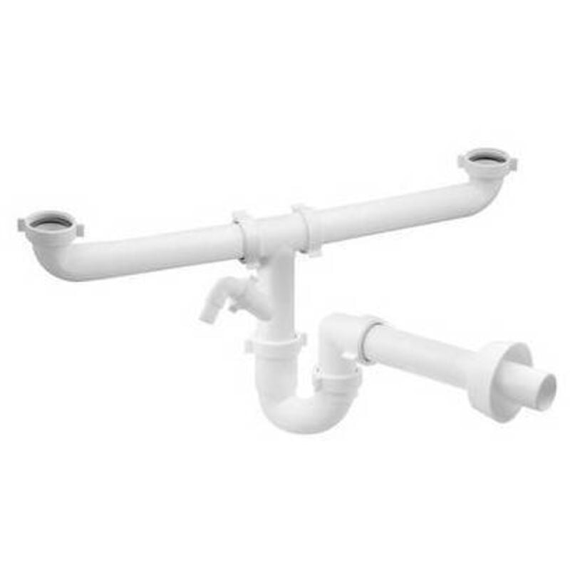 foto del prodotto sifone per lavello magnum 2 vie autopulente con attacco lavatrice 1 1/2 bonomini