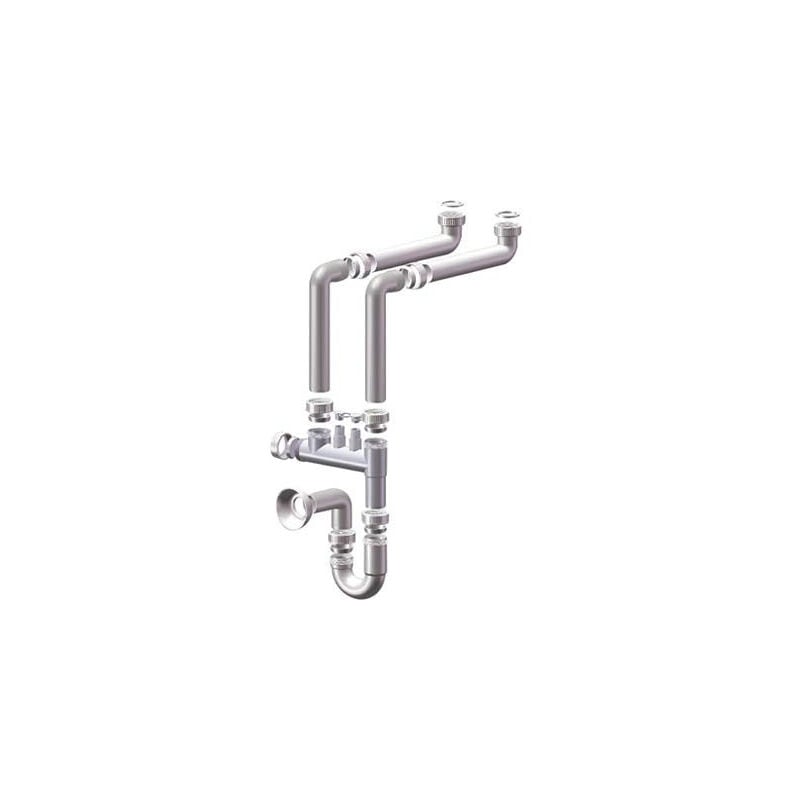 foto del prodotto sifone pp salvaspazio 2 vasche 2 attacchi bianco mm 40 1 1 2