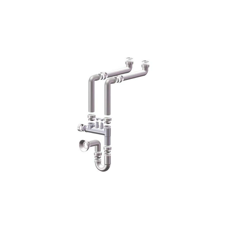 foto del prodotto sifone pp salvaspazio 2 vasche 2 attacchi bianco mm 40 11 2