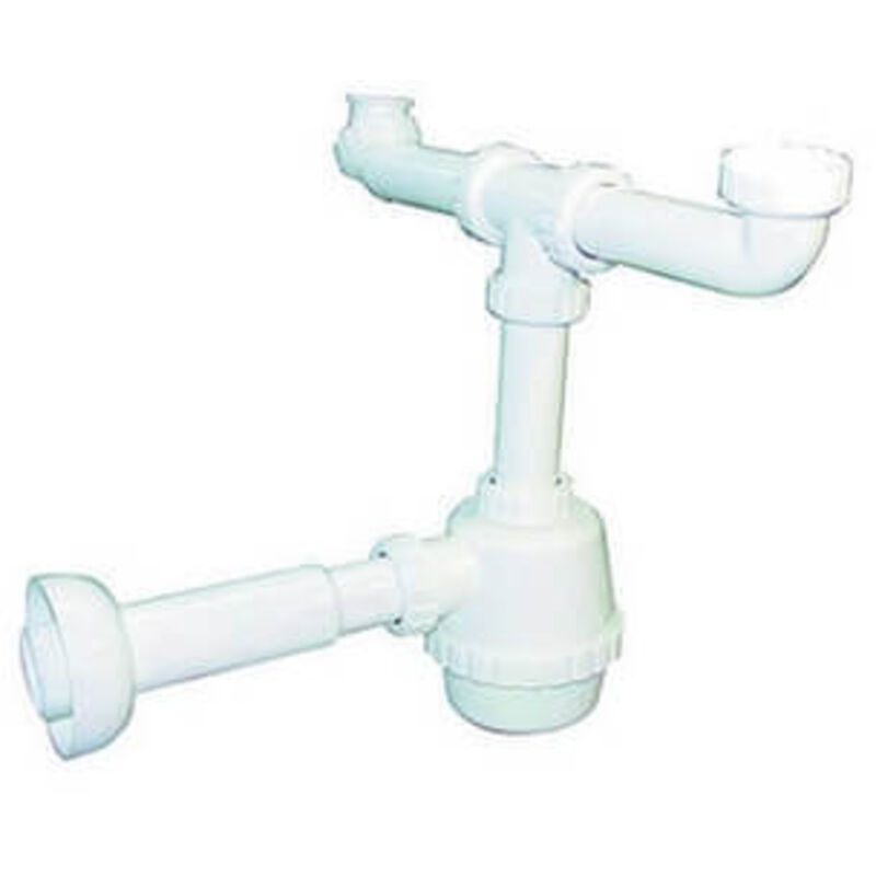 foto del prodotto sifone pvc 2 vie s / piletta per porcellana con canotto