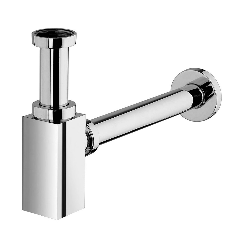 foto del prodotto sifone quadrato in ottone cromato 11 4 per lavabi d'appoggio o sospesi