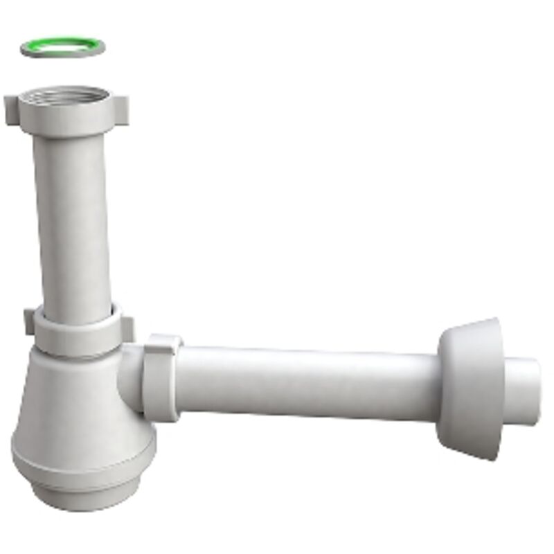 foto del prodotto sifone scarico 1 via senza piletta per lavello in acciaio inox modello fiasca 1 1 2 x 40x230mm bonomini