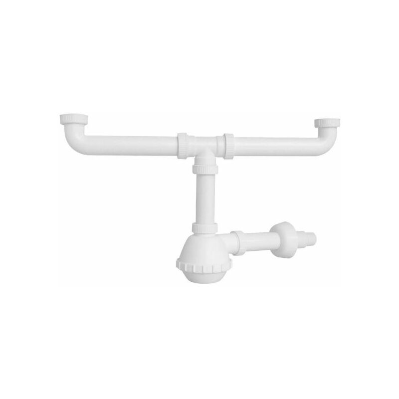 foto del prodotto sifone scarico in pvc 2 vie 1 1 2 tubi 40mm completo di guarnizioni art.600