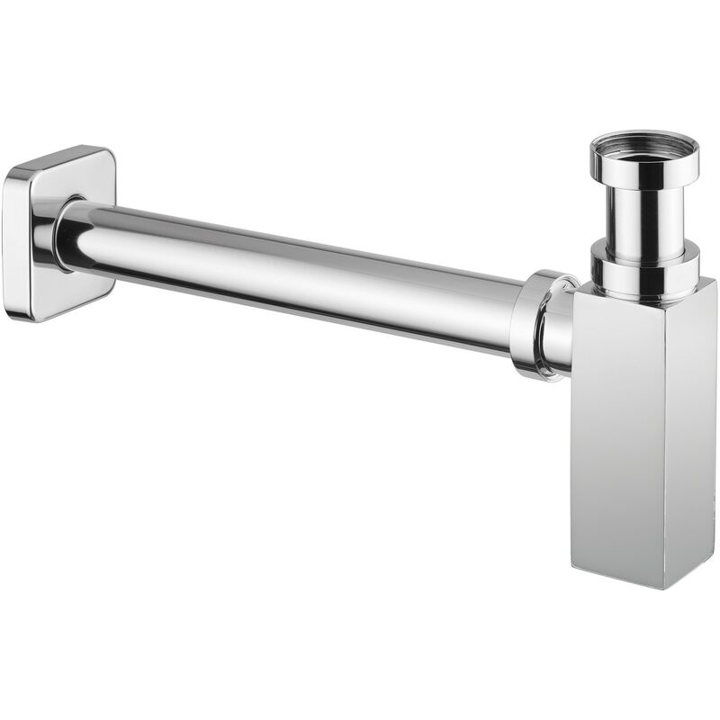 foto del prodotto sifone sotto lavabo in metallo modello quadro tecom sifqz cromo