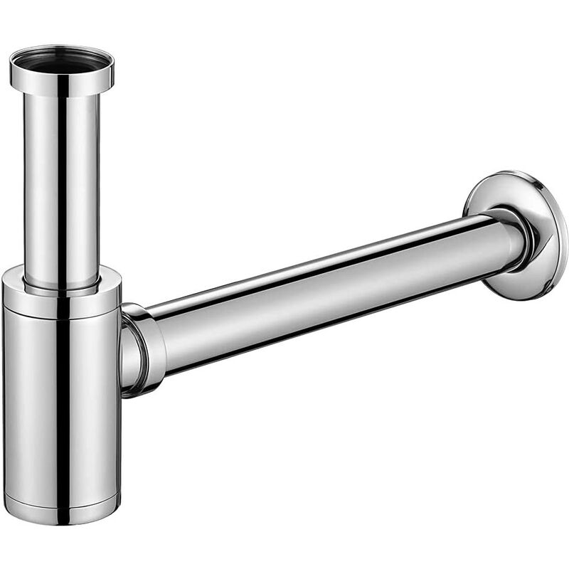 foto del prodotto sifone universale tondo per lavabo bagno in metallo cromato lucido