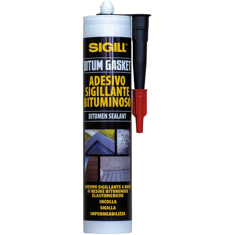 foto del prodotto sigill bitum gasket, 300 ml, adesivo ante elastoplastico impermeabilizzante per riparazioni su membrane bituminose, flessibile anche su superfici