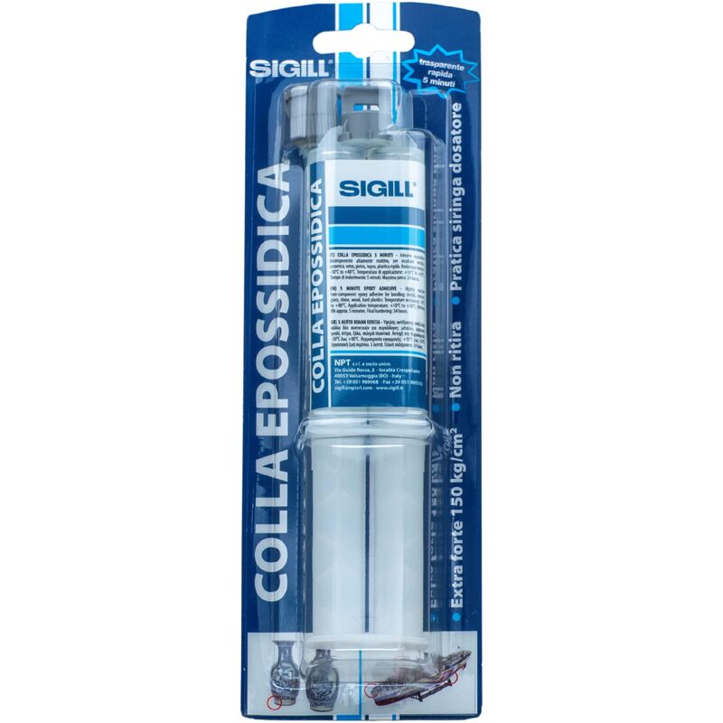 foto del prodotto sigill colla epossidica, adesivo epossidico bicomponente a b super resistente fino a 40 c e 80 c, resistente ad acqua e agenti chimici,