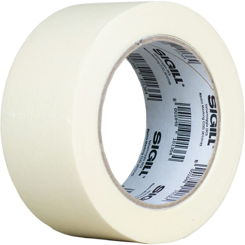 foto del prodotto sigill, maschera bianco, nastro adesivo in carta a base di gomma naturale a solvente, ideale per tutti i tipi di mascheratura interna ed esterna, 50