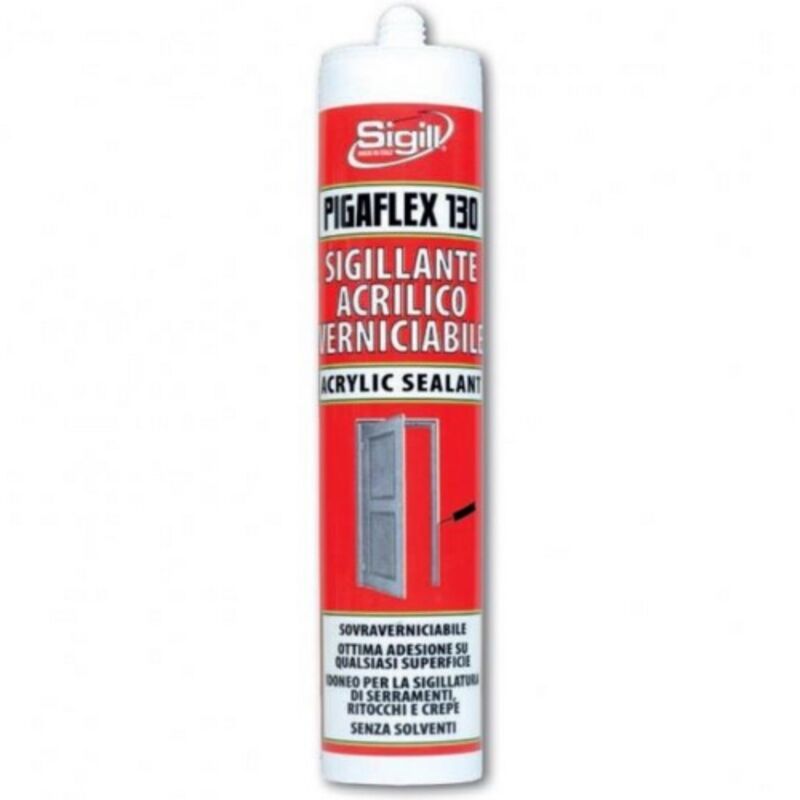 foto del prodotto sigill pigaflex 130 cartuccia silicone acrilico verniciabile bianco 280 ml made in italy
