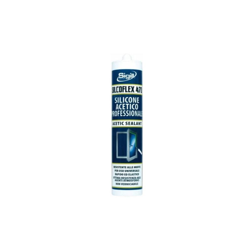 foto del prodotto sigill silcoflex 470 cartuccia silicone acetico alluminio 280 ml professionale resistente alle muffe