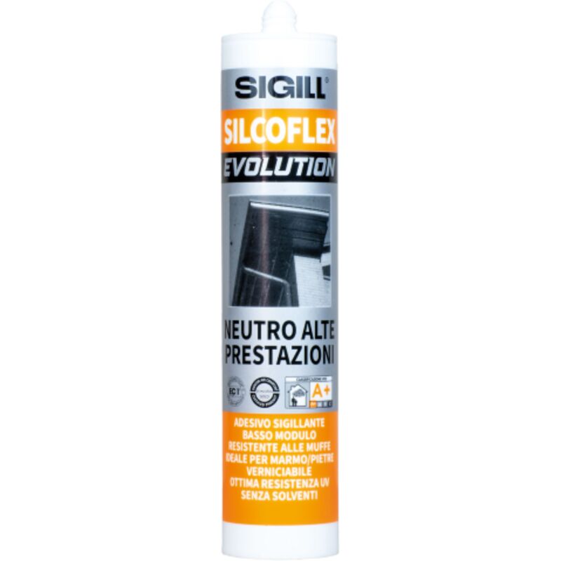 foto del prodotto sigill silcoflex evolution cartuccia silicone neutro trasparente 290 ml professionale alte prestazioni per edilizia lattoneria serramenti inodore