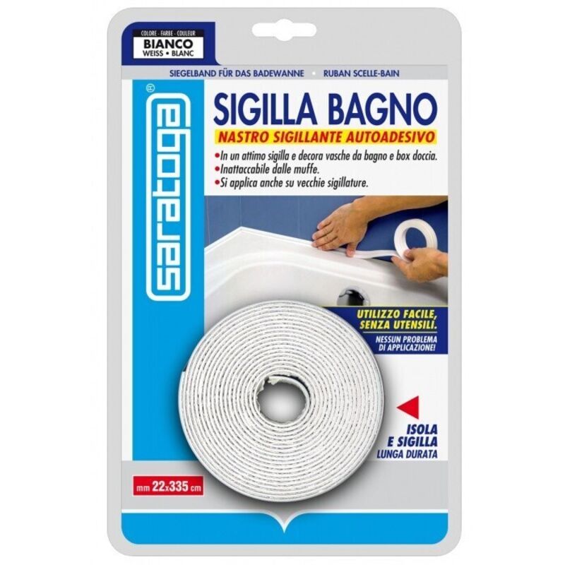 foto del prodotto sigilla bagno nastro sigillante autoadesivo per giunzioni tra parete e vasca