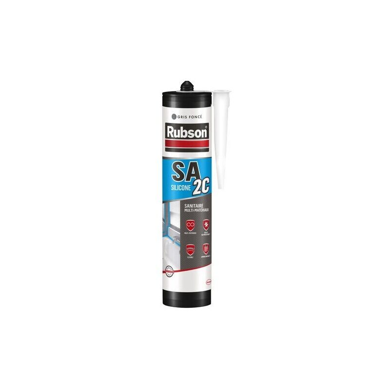 foto del prodotto sigillante sanitario siliconico acetico grigio scuro rubson cartuccia da 280 ml rubson