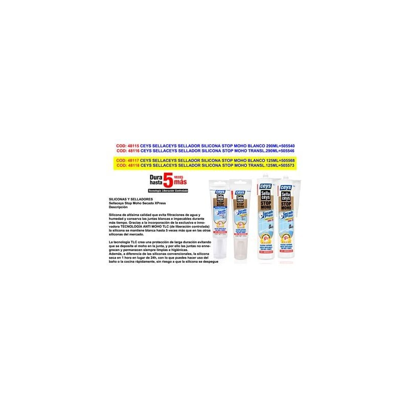 foto del prodotto sigillante siliconico bianco antimuffa 125ml ceys sella ceys