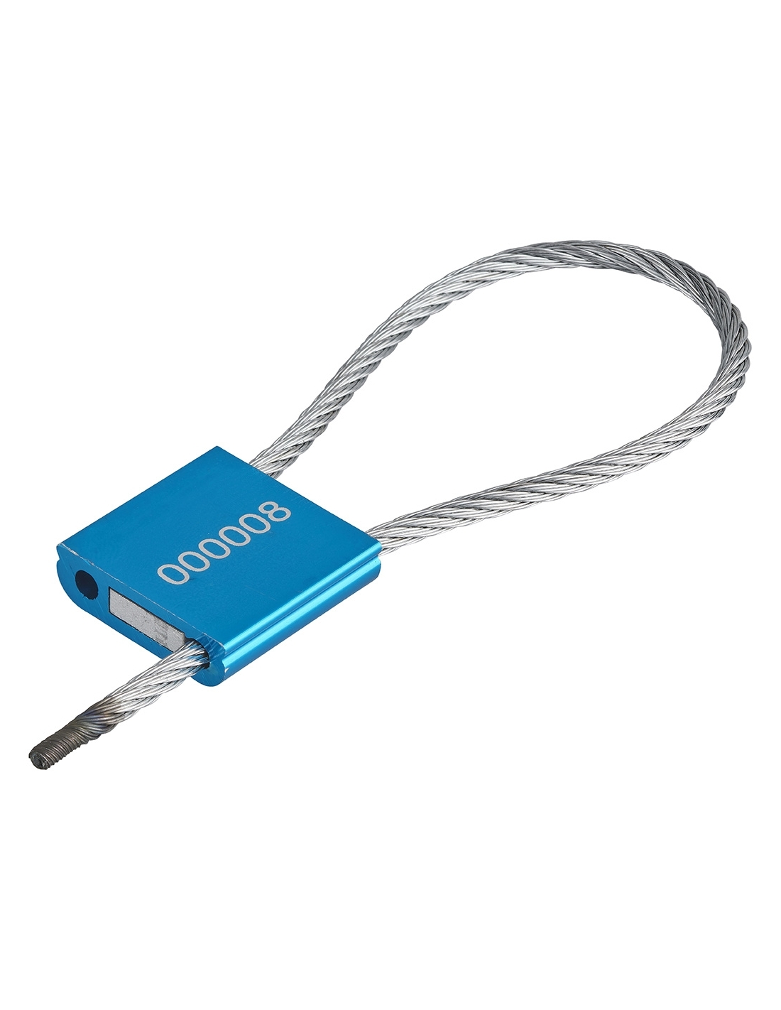 foto del prodotto sigilli in alluminio, 25 pezzi, grado h, numerati e colorati, cavo acciaio 3x200mm, lockout tagout loto thirard, lockout tagout loto thirard