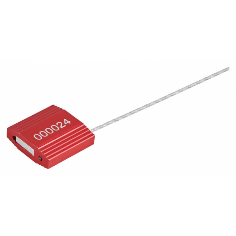 foto del prodotto sigilli in alluminio, 25 pezzi, grado h, numerati e colorati, cavo acciaio 5x330mm, lockout tagout loto - thirard