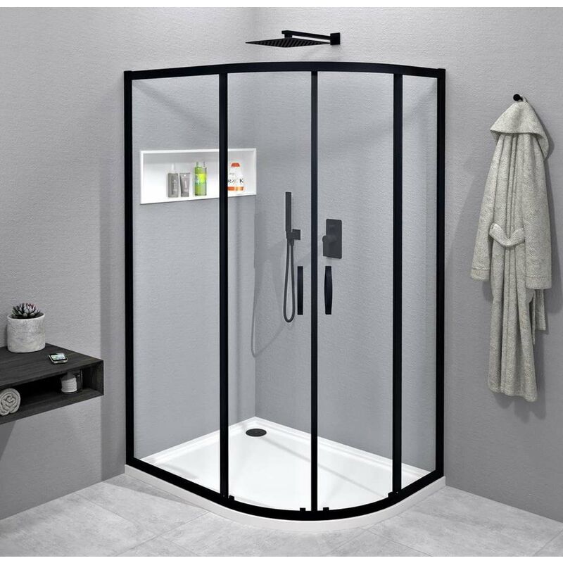 foto del prodotto sigma box doccia 100x80 cm, r550, nero opaco vetro trasparente gs1080b gelco