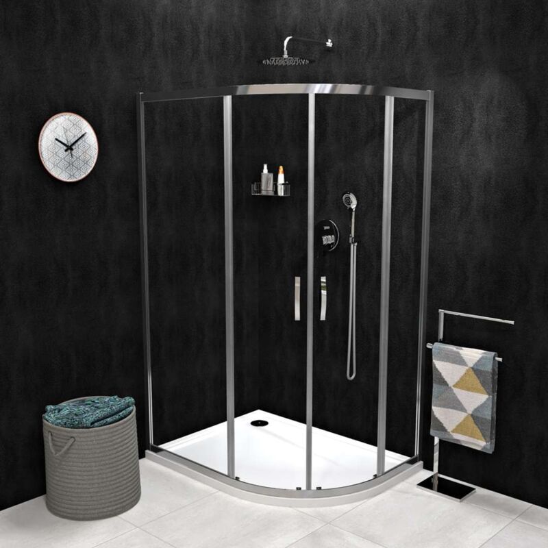 foto del prodotto sigma box doccia simply, quattro parti 100x80 cm, coated glass, alluminio lucido vetro trasparente gs1080 gelco