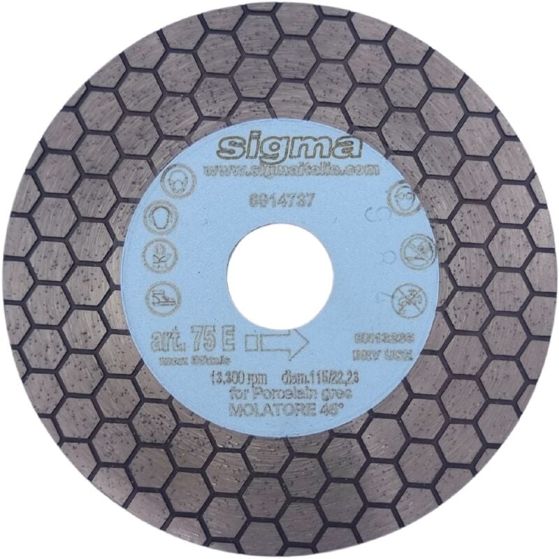 foto del prodotto sigma disco diamantato d 115 a lunga durata per taglio e molatura 075e