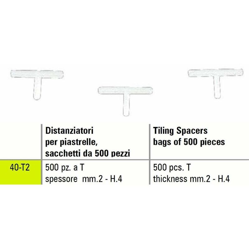 foto del prodotto sigma distanziatori a t per piastrelle 40 t2 spessore mm. 2 h. 4 500 pezzi
