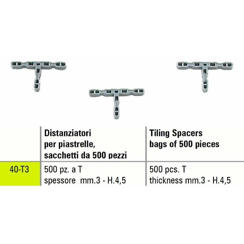 foto del prodotto sigma distanziatori a t per piastrelle 40 t3 spessore mm. 3 h. 4,5 500 pezzi