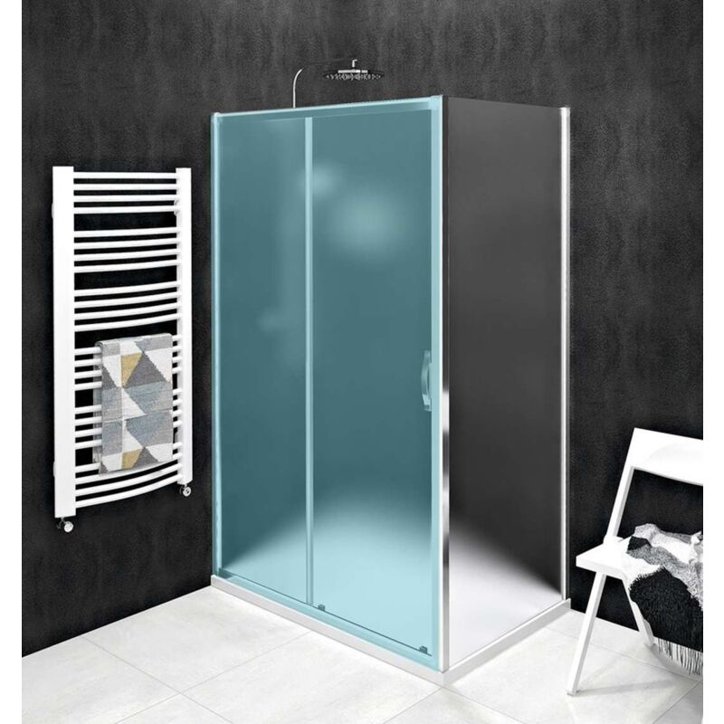 foto del prodotto sigma parete doccia simply, 90 cm, vetro rivestito, alluminio lucido mattone di vetro gs4390 gelco