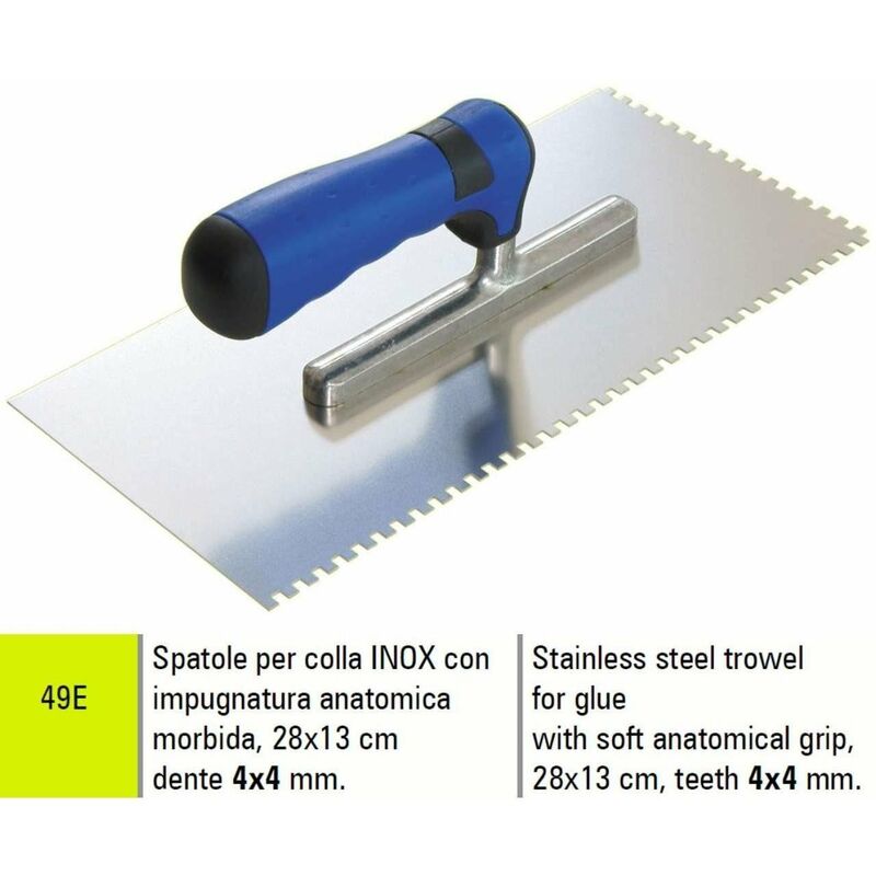 foto del prodotto sigma spatola per colla in acciaio inox 28x13 cm dente 4x4 mm 49e