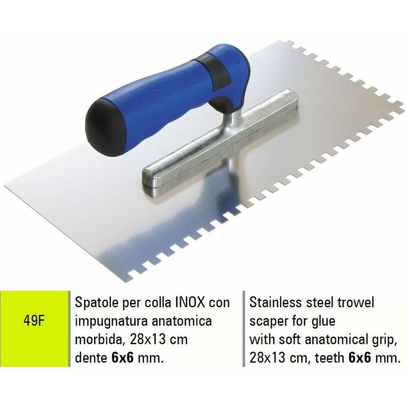 foto del prodotto sigma spatola per colla in acciaio inox 28x13 cm dente 6x6 mm 49f