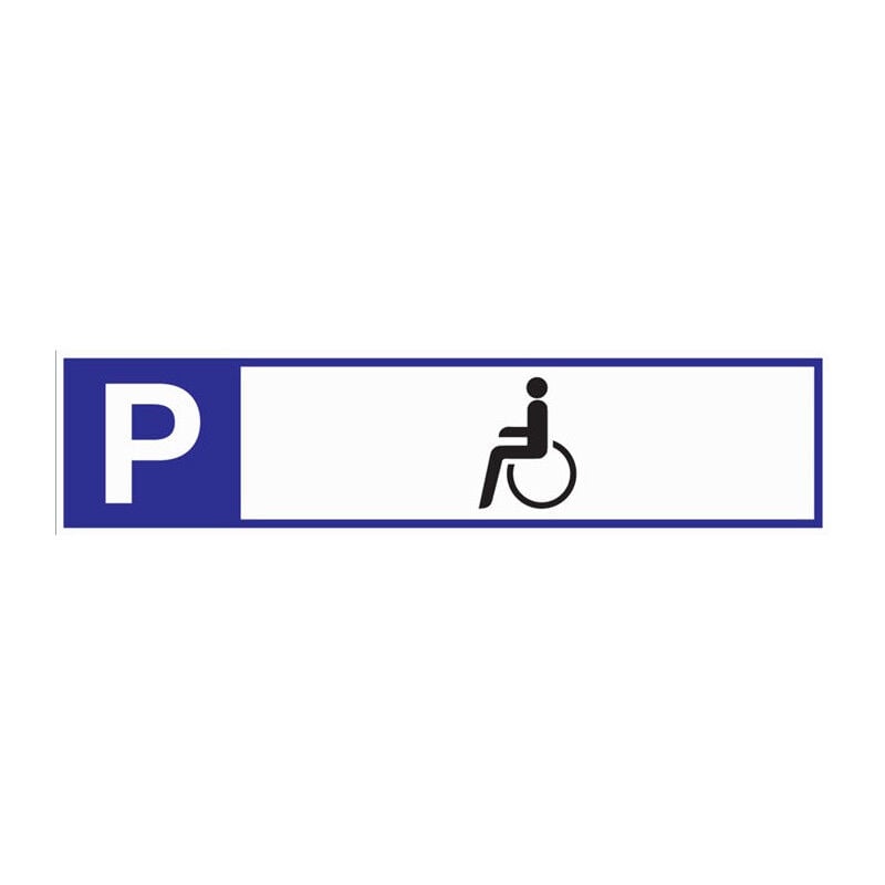 foto del prodotto signalisation de parking pour personnes handicap es l460xl110mm aluminium blanc bleu noir