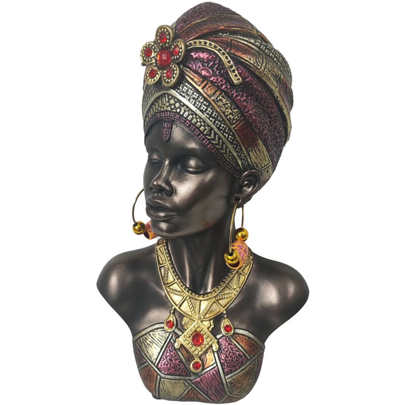 foto del prodotto signes grimalt - africani africani ed elefanti grigio - 27x15x11 cm figura decorativa di donna africana in resina di alta qualità