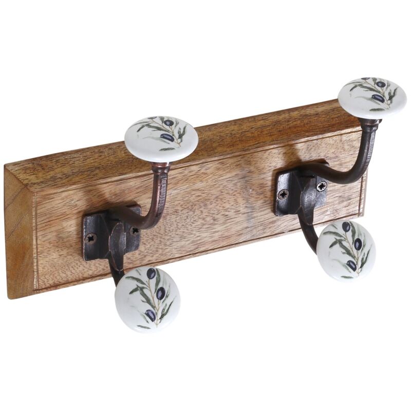 foto del prodotto signes grimalt appendiabiti in legno con 2 pomelli in olivo per appendere abiti, accessori e decorazioni per la casa
