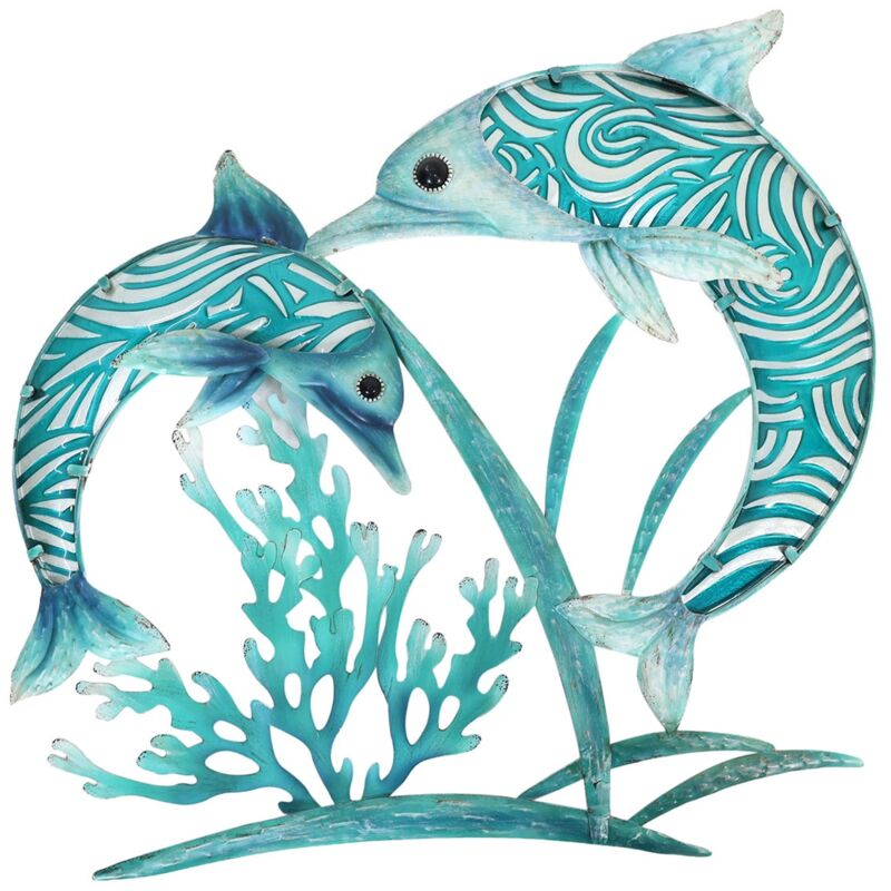 foto del prodotto signes grimalt applicare la parete dell ornamento in metallo delfines wall blue garden 3x47x48cm 29851