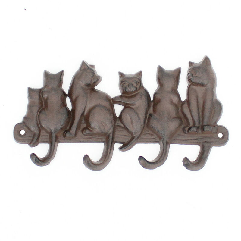 foto del prodotto signes grimalt cat hanger appendiabiti in ghisa grigia con 4 pomelli 13x23x3 cm