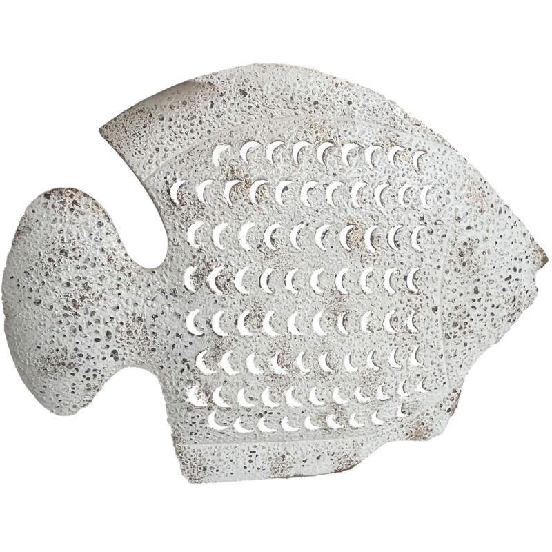 foto del prodotto signes grimalt decorazione da parete grande pesce in stile marinaio nautico decorativo in metallo bianco