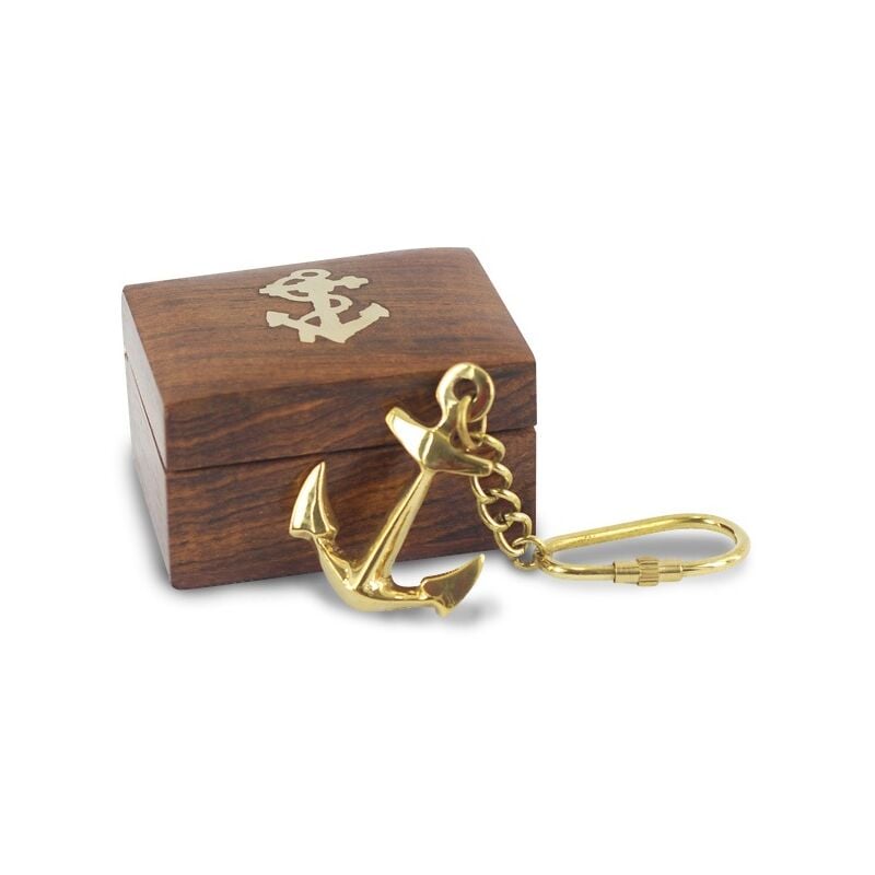 foto del prodotto signes grimalt decorazione del portachiavi keychain di ancoraggio con scatola nautica oro 5x6x4cm 79157