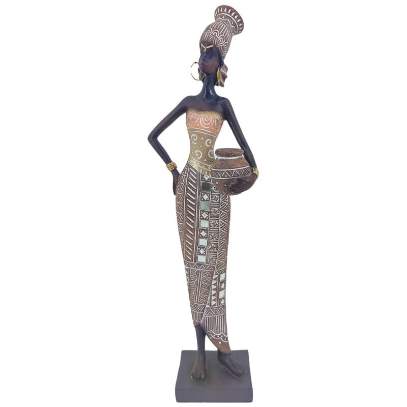 foto del prodotto signes grimalt figure di figure africane figura africana africana ed elefanti marroni 5x10x33cm 28740