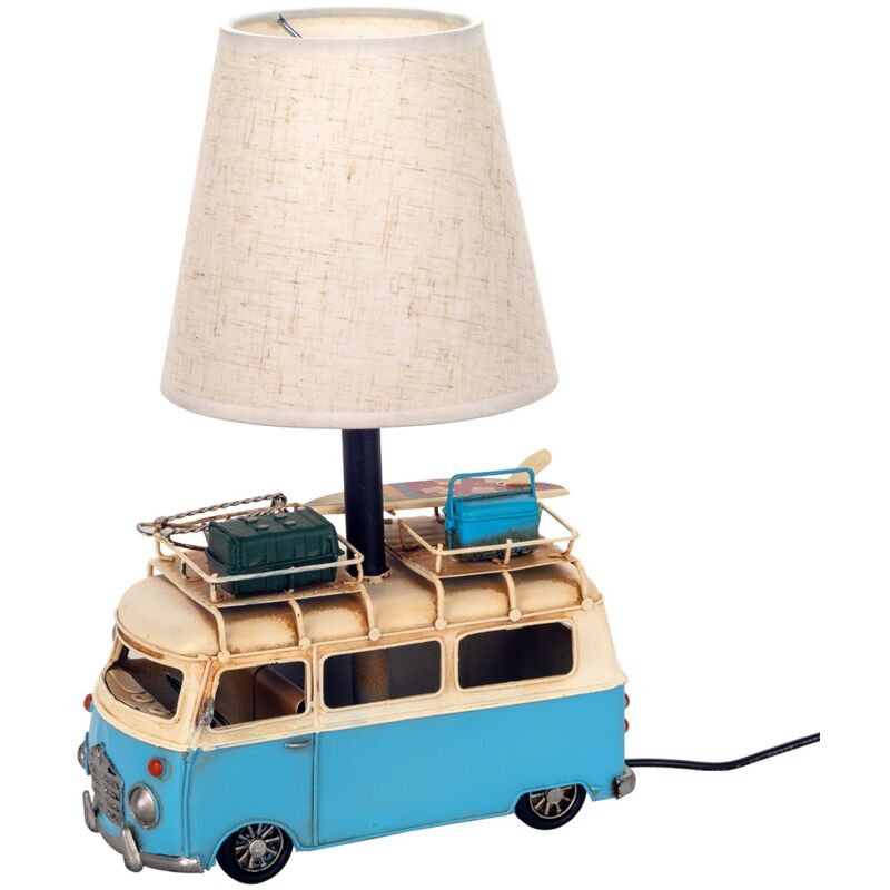 foto del prodotto signes grimalt lampada da autobus vintage lampada da tavolo blu - 30x20x14 cm