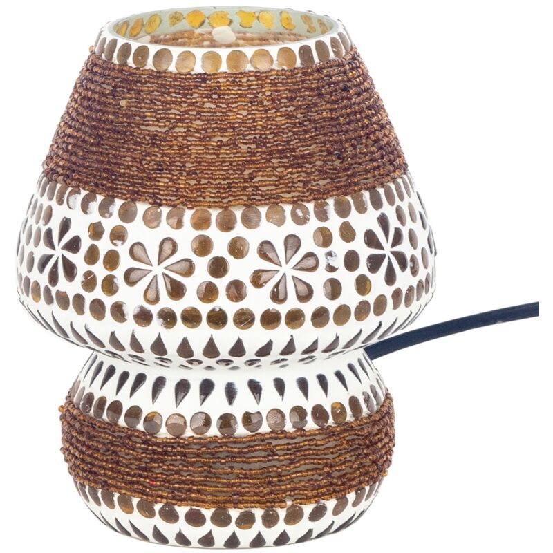 foto del prodotto signes grimalt lampada da tavolo in mosaico marrone lampada da tavolo esotica 18x14x14 cm