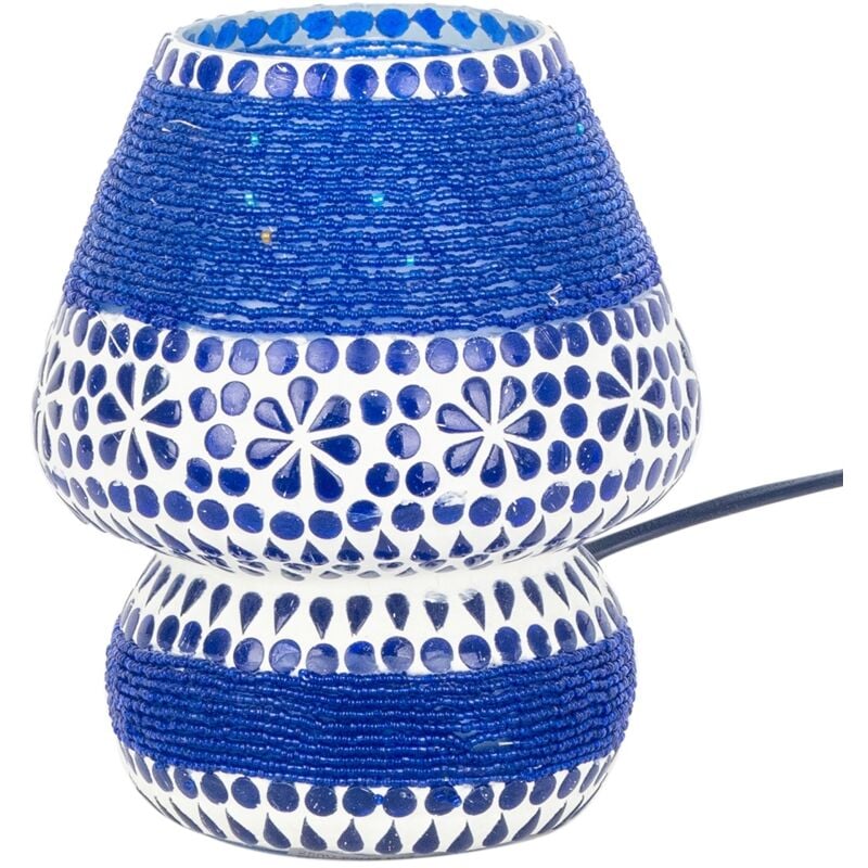 foto del prodotto signes grimalt lampada decorativa da tavolo in mosaico blu in stile indiano