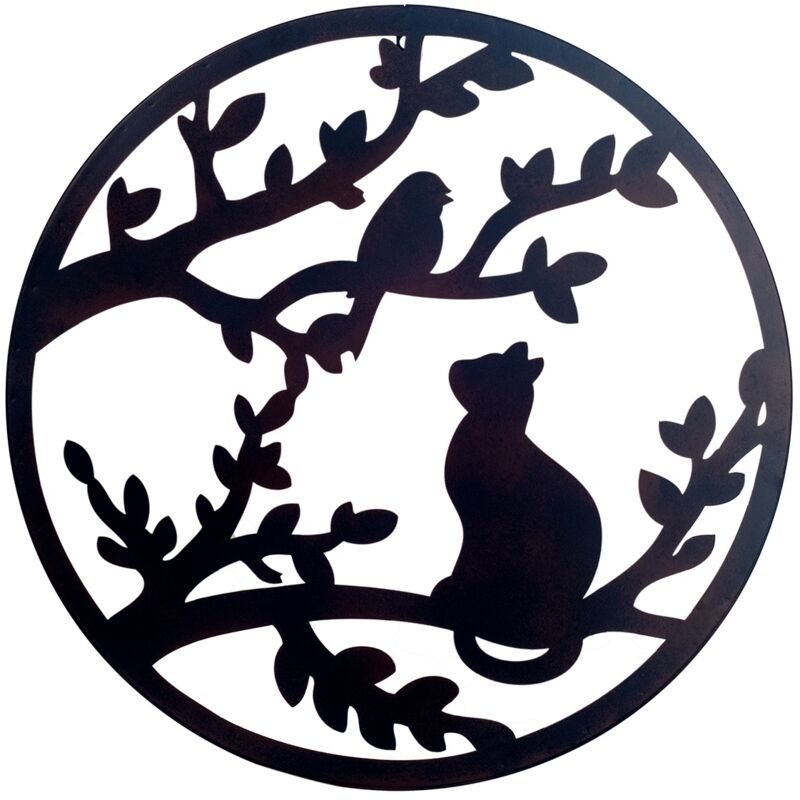 foto del prodotto signes grimalt p jaro p jaro e cat adorno appliques metal piastra in metallo nero rotondo 60x60x1cm