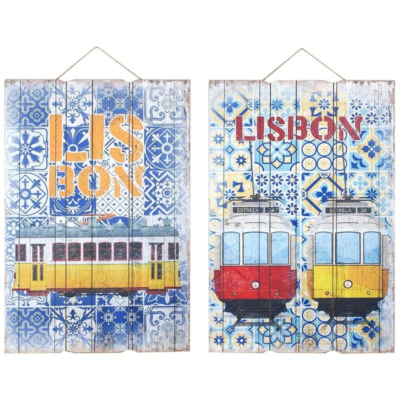 foto del prodotto signes grimalt parete piatto in legno lisbona wall adorna 2 placche in legno multicolore 1x40x60cm 18560